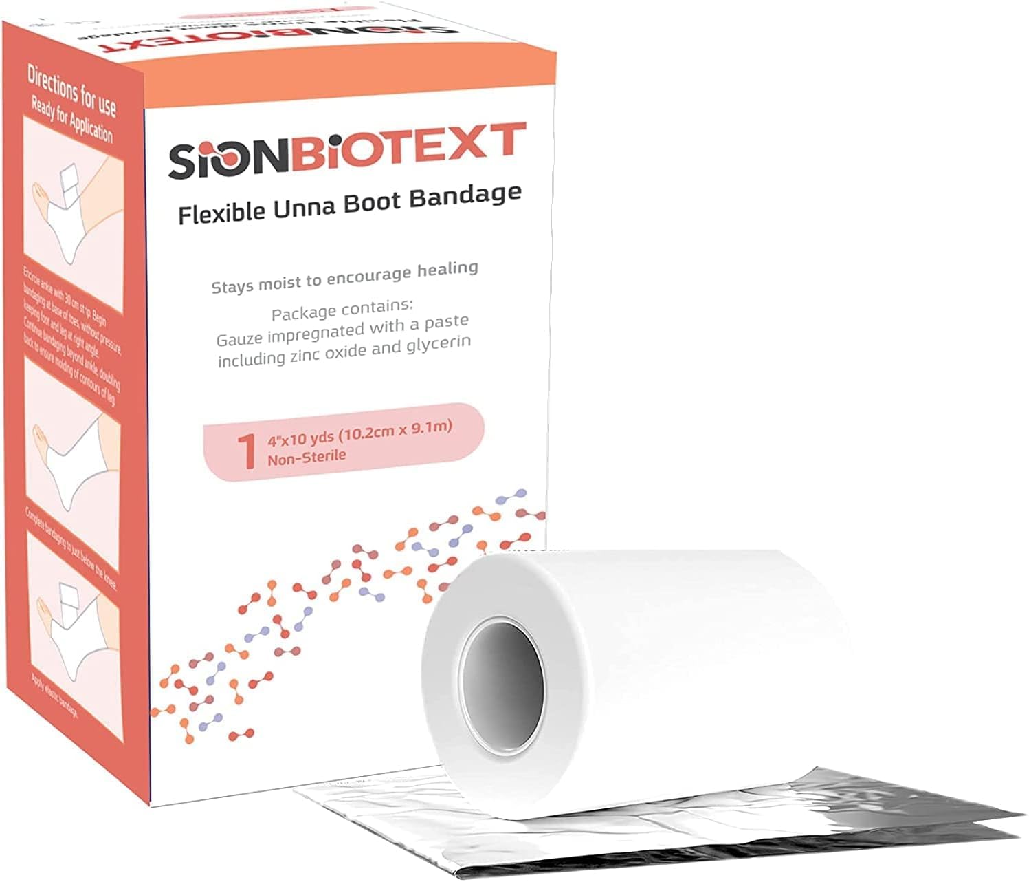 Unna Boot Zinc Flexible Compression Bandage Maintain Moist Healing Environment Medical Dressing Wrap Gauze EMS First Aid Supplies 4 Inches X 30 Foot Roll