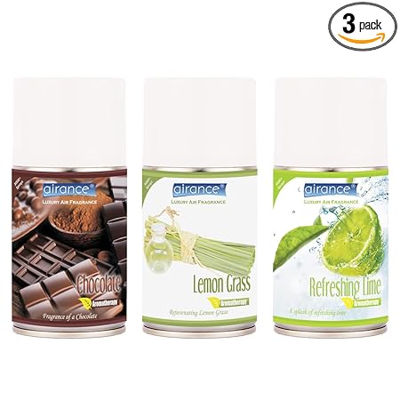 Airance Room Fresheners For Home Chocolate, Lemon Grass & Refreshing Lime - 250 ML - 3000+ Sprays - Fits Almost All The Dispensers