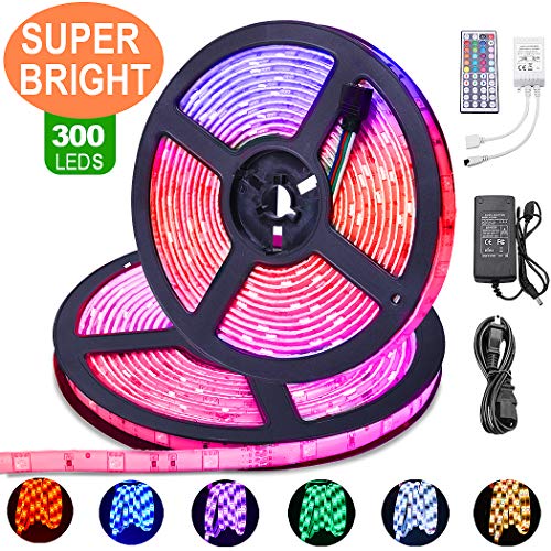 LED Strip Lights 32.8ft with Remote [Upgraded Version] Flexible RGB+W 5050 IP65 Waterproof
