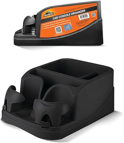 Miniatura 7 de Armor All Organizador de consola de automóvil, organizador de asiento de automóvil con 2 portavasos ajustables, 3 compartimentos de almacenamiento