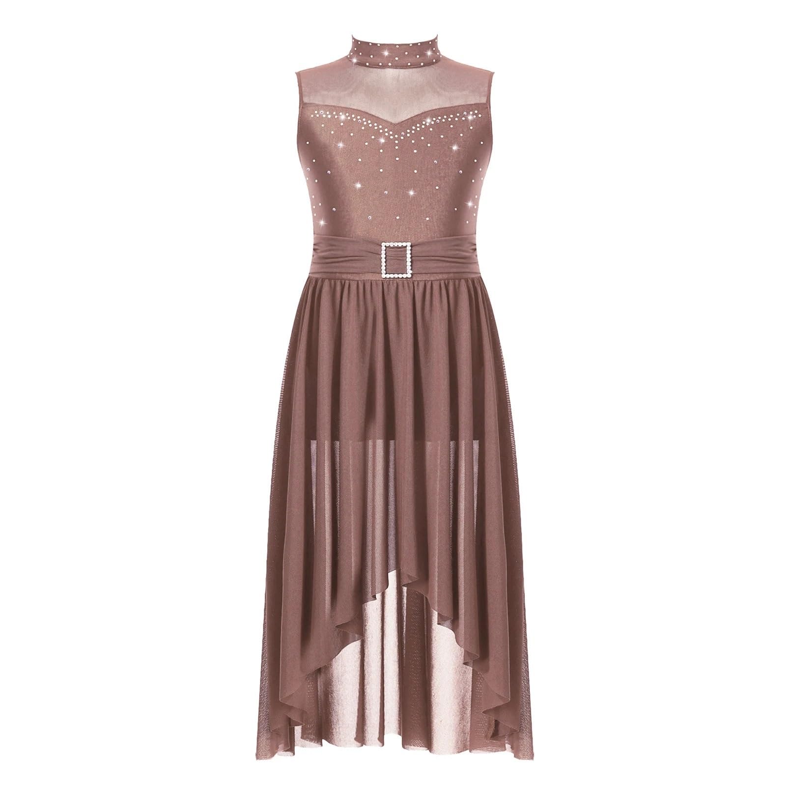 Disfraz Gimnasta NiñA Vestido de Baile lírico Moderno for niñas, sin Mangas, con Diamantes de imitación Huecos, for Ballet, Gimnasia, Patinaje artístico, Ropa de Baile(Burgundy,8)