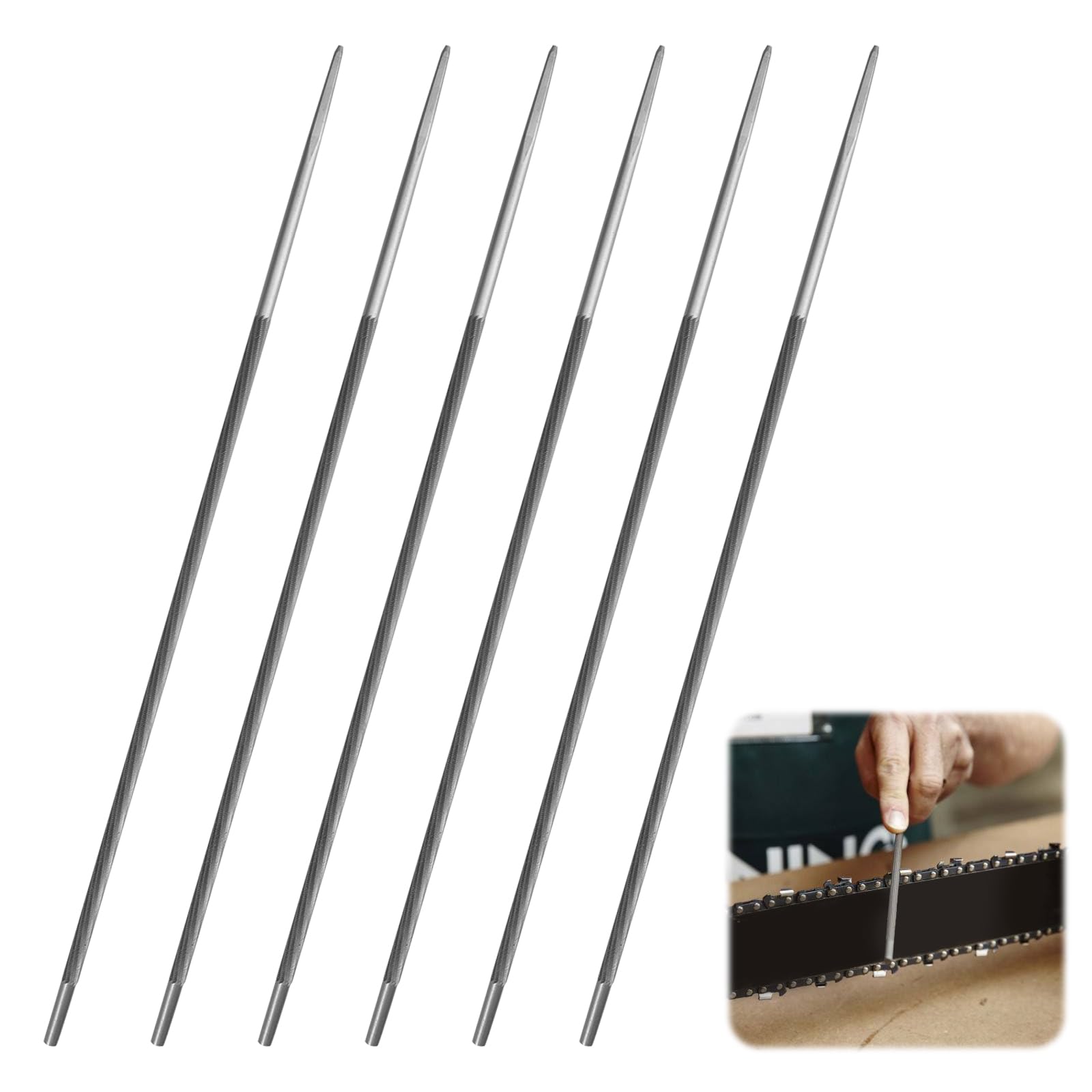 Vijl voor kettingzaag 4,8 mm, 6 stuks kettingzaag, ronde vijl, geharde