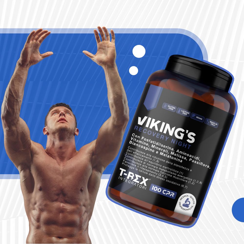 VIKING's Integratore Glutammina, Arginina, Lisina, Acido Aspartico, ZMA, Fosfatidilserina, Ornitina OKG | Post Workout per Recupero Muscolare Notturno, Riduce Stanchezza e Migliora il Sonno