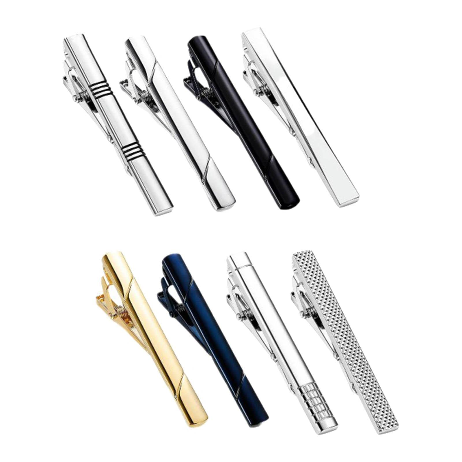 8Pcs Tie Clips Father Business Copper Men Tie Bar Clip Set Necktie Clasp-image-6