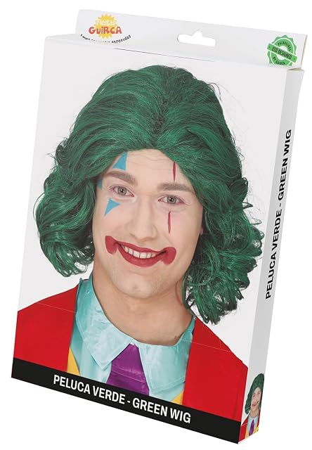 Foto 2 de 2 de FIESTAS GUIRCA Peluca de Payaso Asesino Malvado Sonriente Verde de Longitud Media
