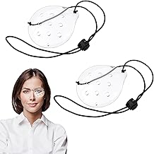 Eyepatch Eye Shield, Post Surgery, Clear, Plastic, Breathable, Ventilated Eye Shield, Eye Protection, Eye Care Supplies, Cord with Adjuster, Set of 2