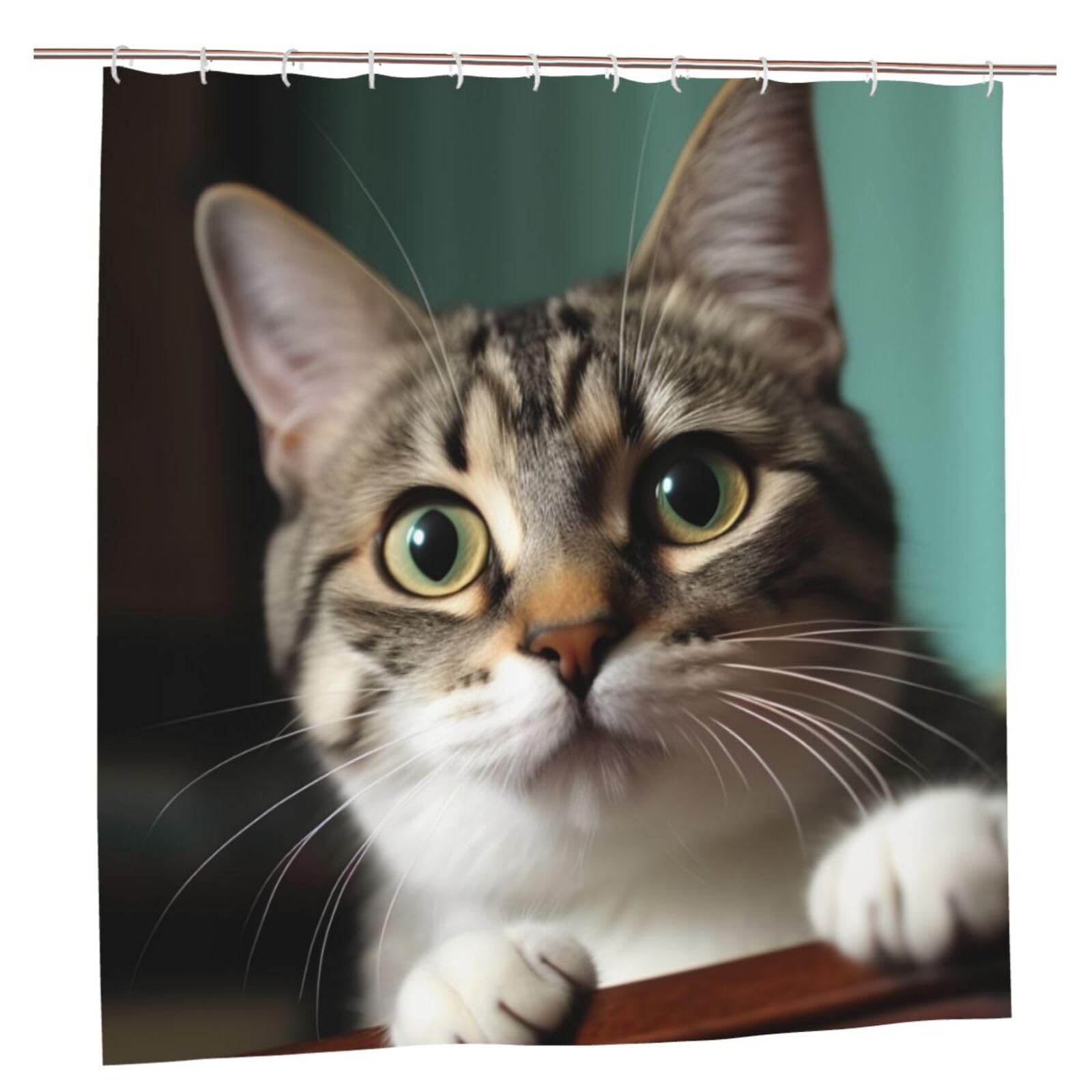 Rideaux de douche imperméables anti-moisissure grand format chat rigolo
