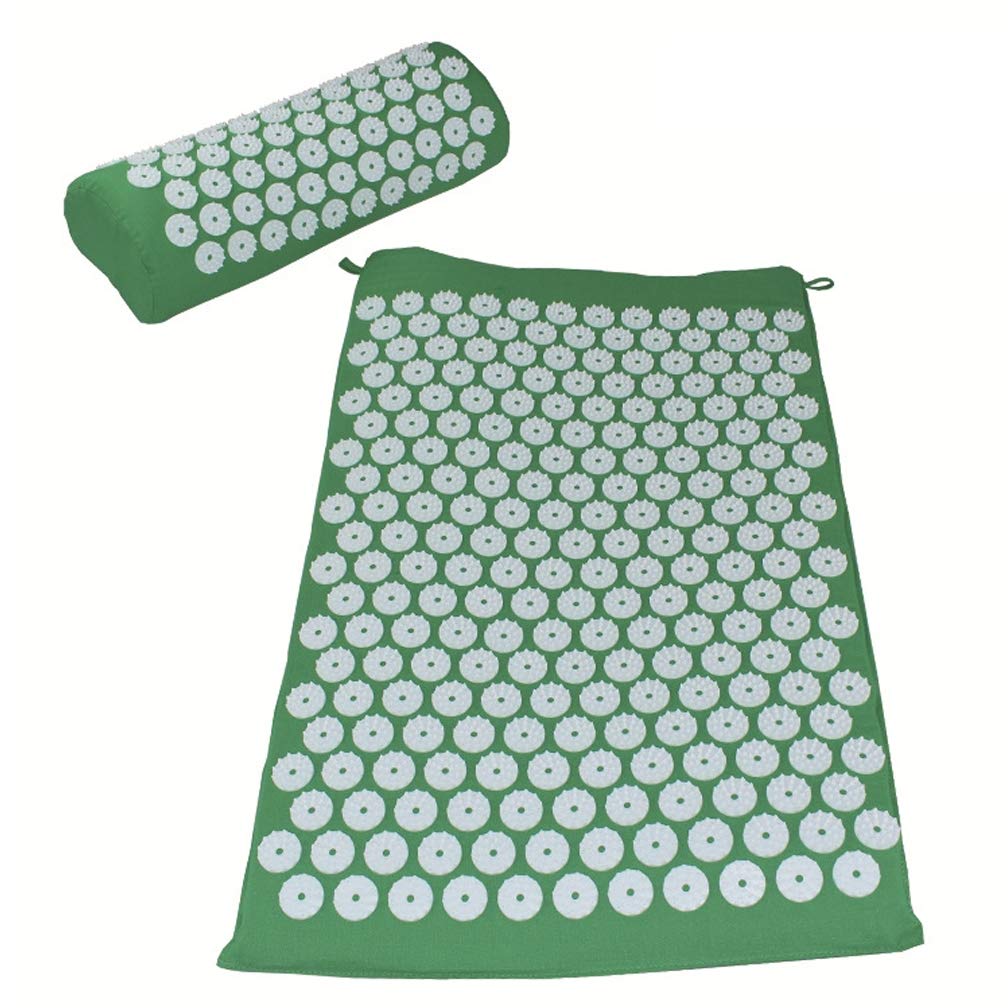 NIDAYEDE Acupressure Mat and Pillow Set,Promotes Blood Circulation, Relaxes the Body Acupuncture Mat,Green