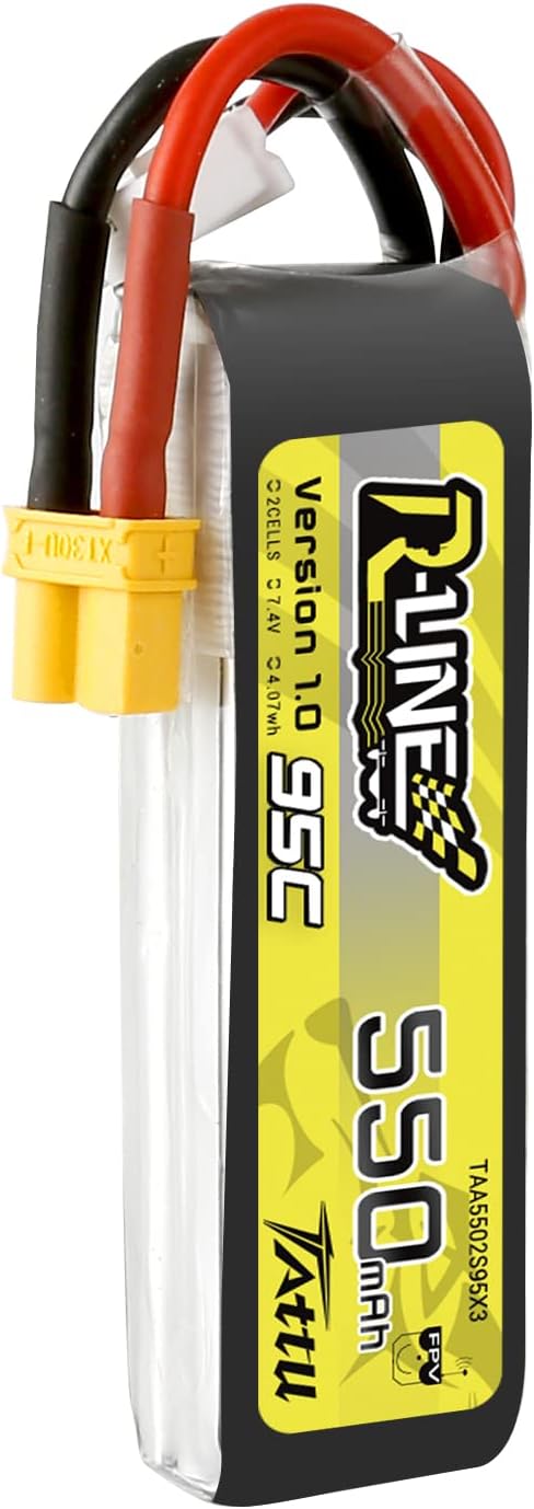 R-Line 550mAh 7.4V 95C 2S Lipo Battery Pack with XT30 Plug for FPV Racing Quadcopter