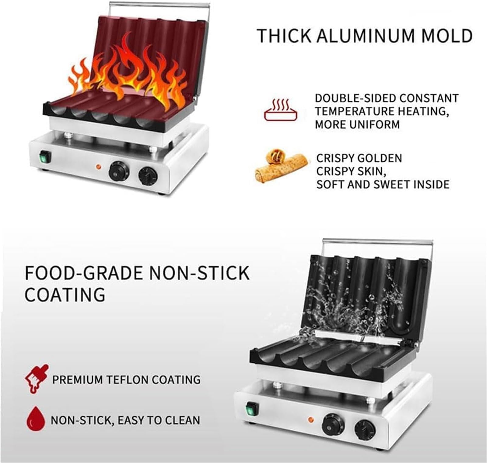 Macchina elettrica commerciale per rotolo di uova con timer e controllo della temperatura, ideale per ristoranti, snack e preparazione della colazione