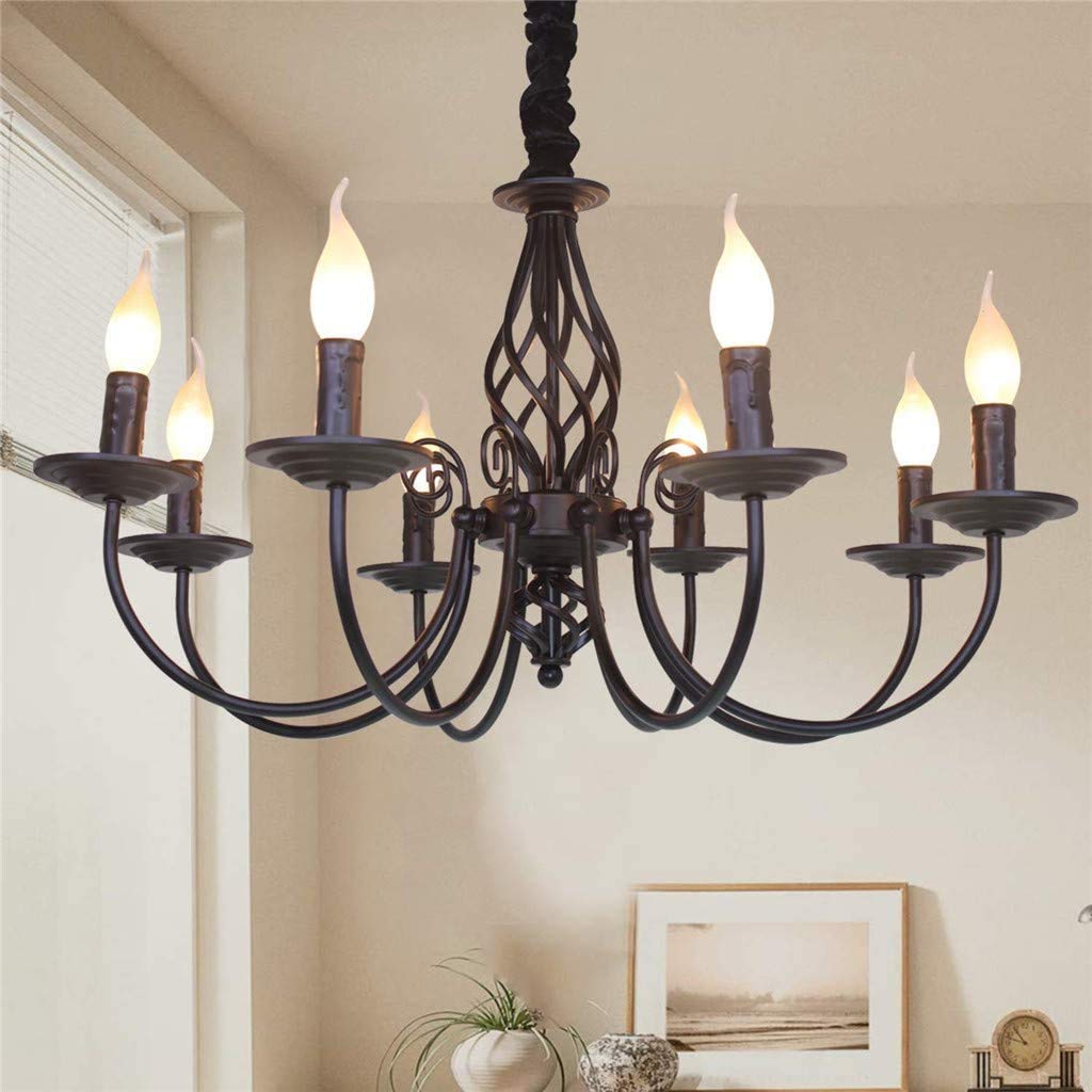 Pendelleuchte Antik Industrie Hängeleuchte Klassische Anhänger Kerze Pendellampe Höhenverstellbar E14 Schmiedeeisen Retro Hängelampe Landhausstil Wohnzimmer Einfach Kronleuchter,Bronze,8heads