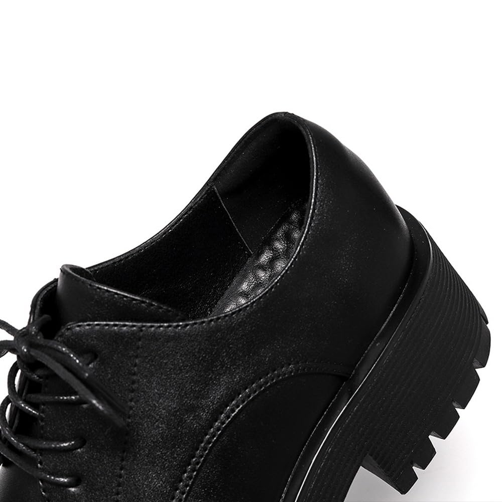 MANLADUO Chaussures de travail à bout carré pour homme – Chaussures habillées en cuir à semelle épaisse imperméable avec augmentation de la hauteur