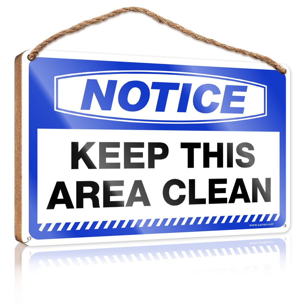 DTHA Plaque Sign Notice Keep This Area Clean Wooden Sign Funny Room Decor Kitchen Funny Sign(23X35CM)