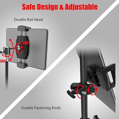 Miniatura 3 de Kereal Soporte para tableta para soporte de micrófono con cabezal de bola de 360 y adaptador de 38 a 14, soporte de micrófono, soporte de música,