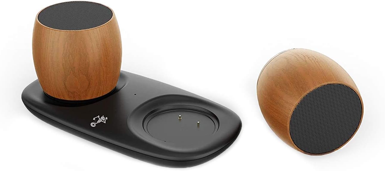TekNmotion TwinSound Dual Bluetooth Stereo Speakers, Wood, Small (TM-TWINBTW)