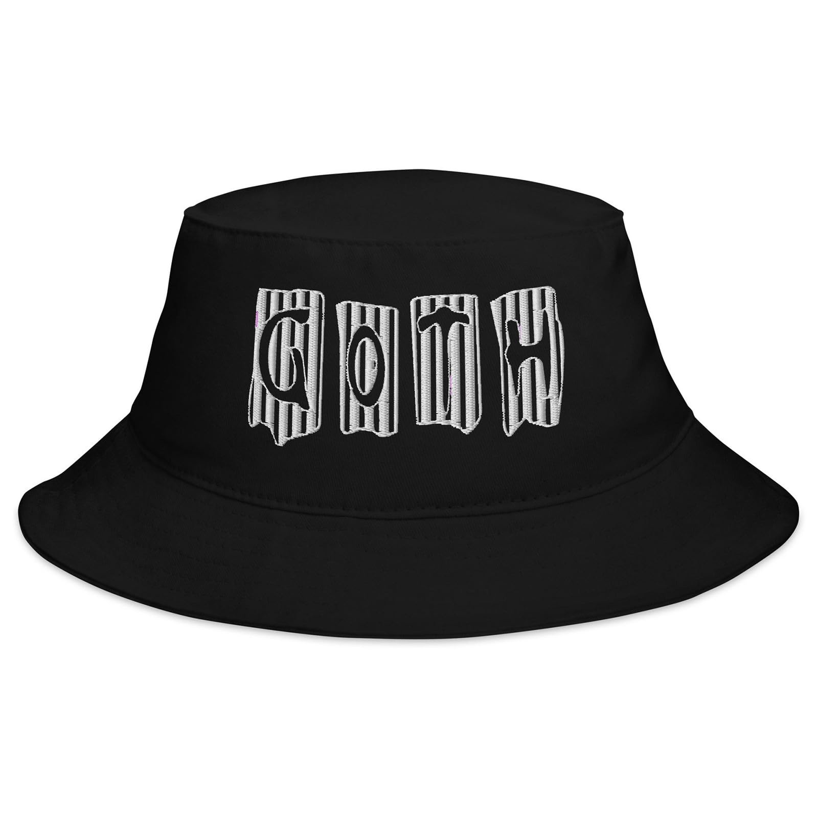MICFENY Punk Letter Print Foldable Fisherman Hat Breathable Unisex Bucket Floppy Brims Headwear for Halloween Event Gathering