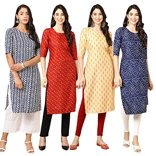 Image of Pinkmint Women's Crepe Digital Print Straight Kurta (RM-348-370-360-366)