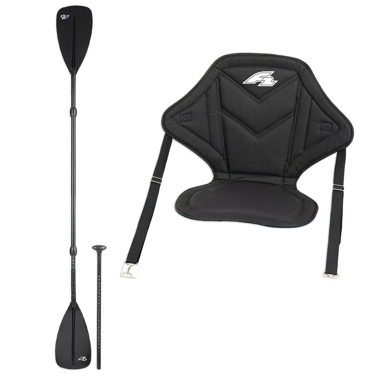 F2 Marken SUP Sitz Set aus Kajak Paddel Alu 4 teilig + bequemem Kajak Sitz 2025 Stand up Paddling Kayak Seat + Paddle