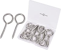 Vista 9 de SHONAN - Tornillos de ojo de acero inoxidable de 2.75 pulgadas para madera, 16 ganchos de ojo de tornillo, tornillos de ojo para uso en interiores
