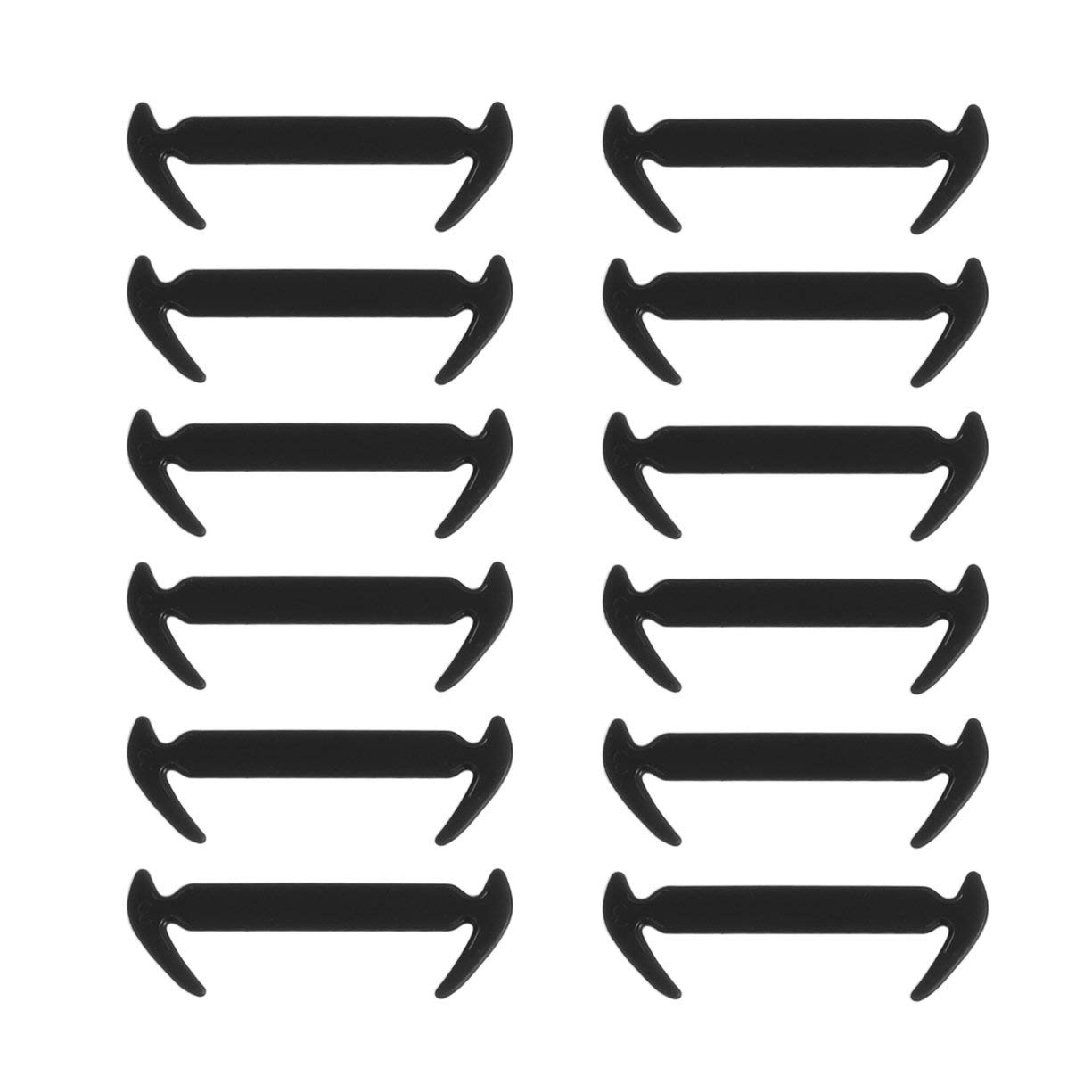 BelovedkaiAE12 Pcs/Pack Unique Sickle-shaped Elastic No Tie Silicone Shoelaces for Sneakers Kids Adults Disposable Novelty Fit Strap Laces