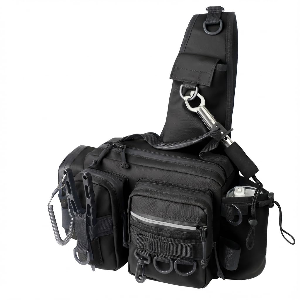 Multi Carry Sac banane de pêche – Canne à pêche – Maintien – Hydrofuge – Grande capacité pour pêche au bar