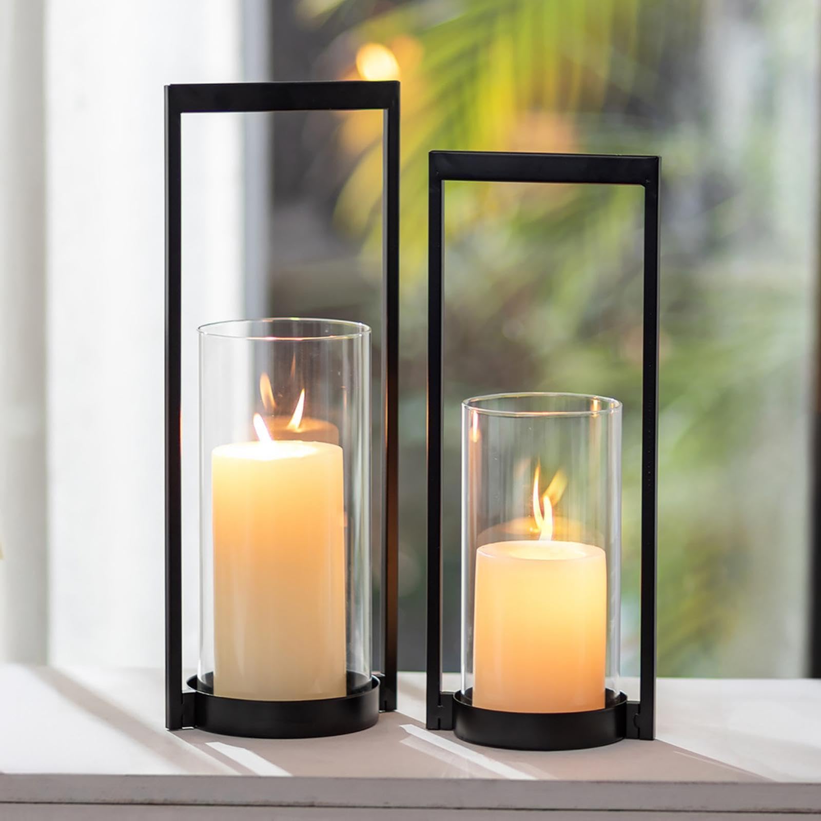 Windlicht Kerzenständer Schwarz Mit Rauchglas – Modern, Für Indoor & Outdoor