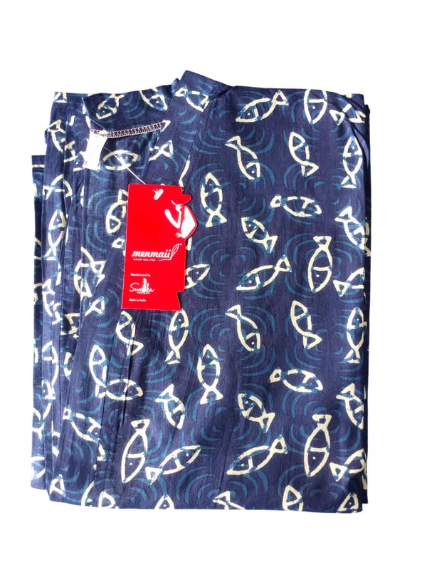 Image of MENMAII Robe[FS] - Full Open Multipurpose Bathrobe -a Kind of Adaptive Clothing with Pocket for Women |Calf Length(CAM IND Fish FS CL)