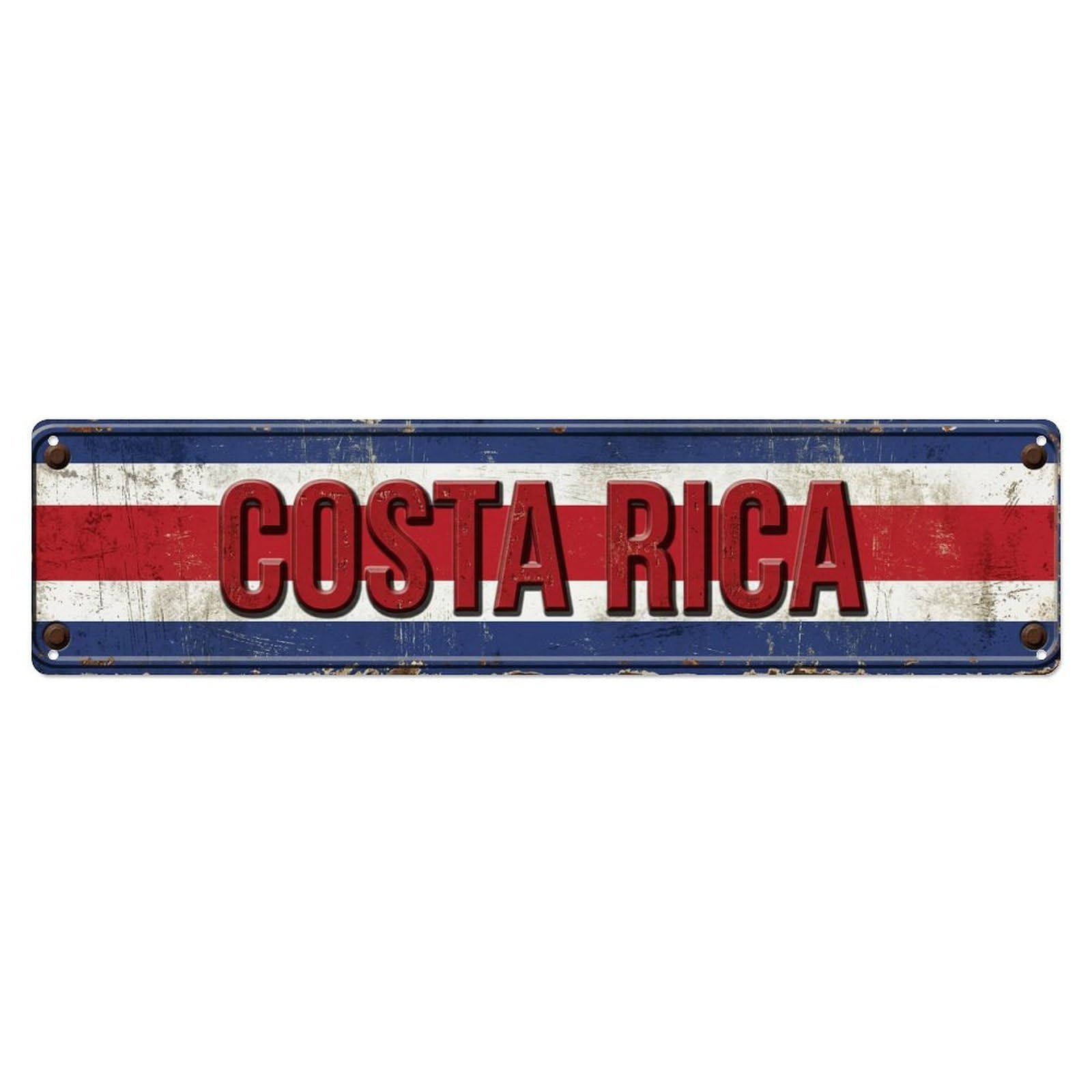 Vintage Costa Rica Flag Pattern Metal Tin Sign