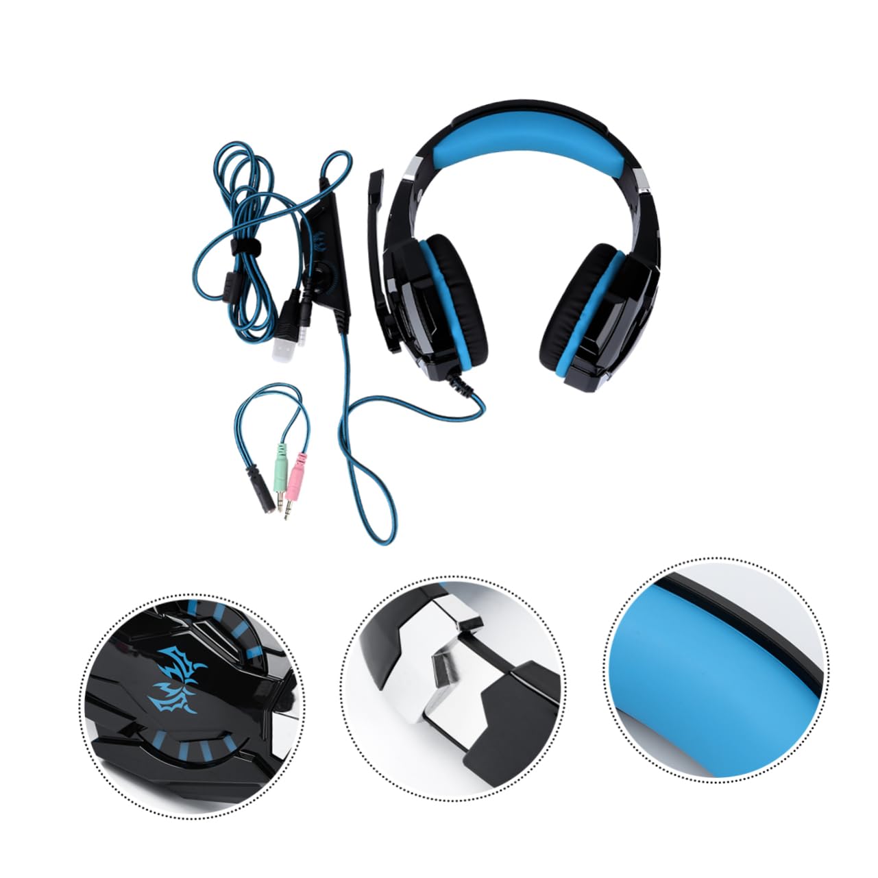 Gadpiparty 1pezzi Cuffie Gaming Over-ear Luminescent Con Microfono e Cavo Di Adattamento Comfort Estremo Per Lunghe Sessioni Di Gioco Isolamento Acustico Eccellente Materiali Amici Della