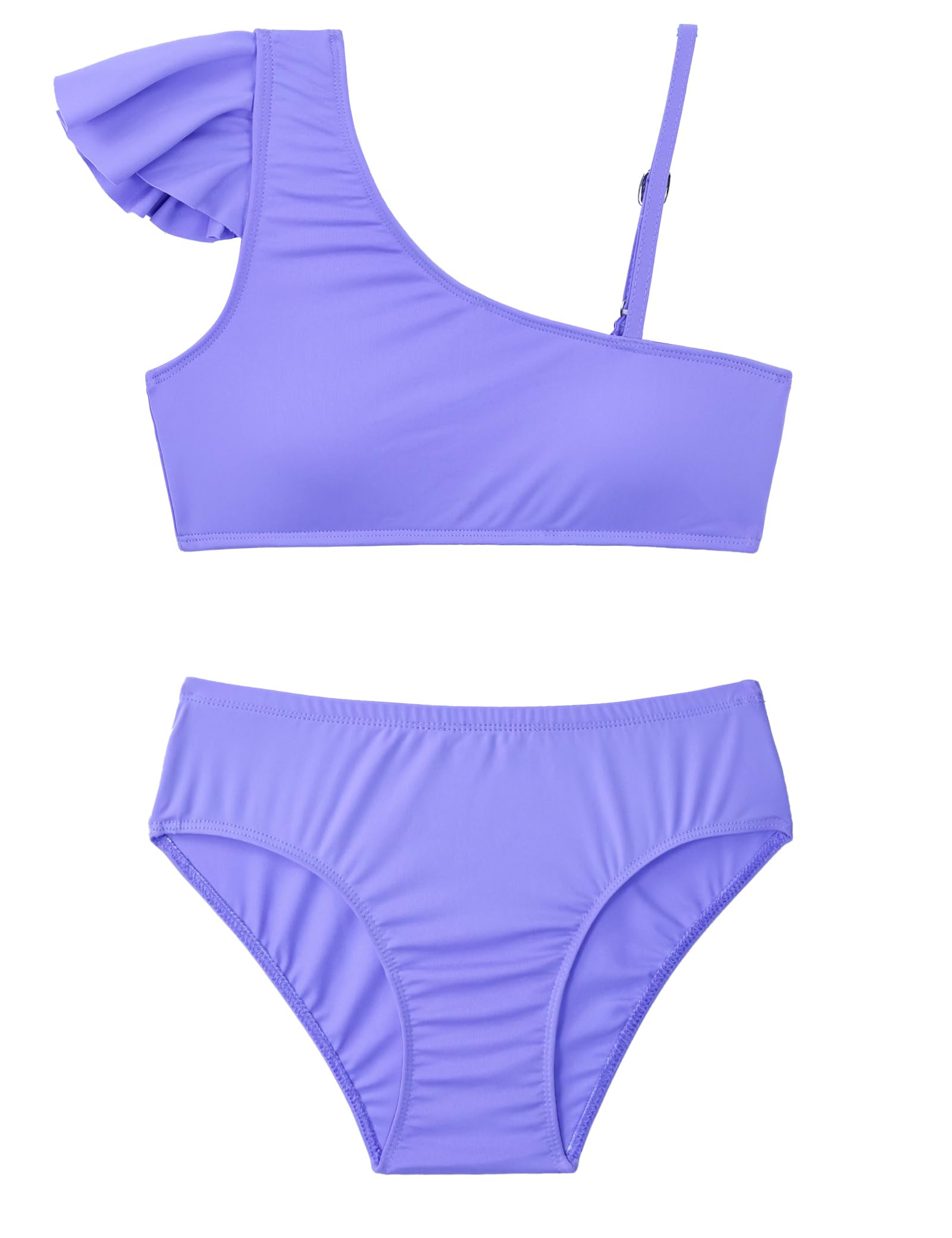 Girls Swimsuit Bikini Set 2 Piece Quick Dry Ruffle Bathing Suit Kids Swimwear with Spaghetti Strap