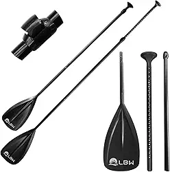 LBW Paddle Board Paddle Paddle Paddle de 3 peças ajustável, pá de substituição flutuante de liga de alumínio para prancha de remo, stand up paddle com bolsa de armazenamento, remos telescópicos