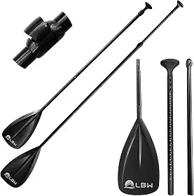 LBW Paddle Board Paddle Paddle Paddle de 3 peças ajustável, pá de substituição flutuante de liga de alumínio para prancha de remo, stand up paddle com bolsa de armazenamento, remos telescópicos