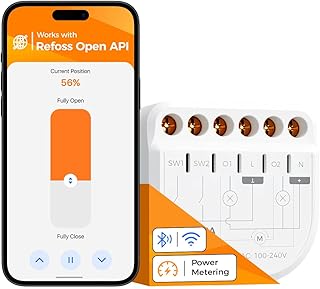 Refoss WLAN 2-Kanal Smart Relais Schalter, 16A – Rolladenschalter & Lichtschalter für Smart Home, mit Stromverbrauchsmessung, lokale API, kompatibel mit Home Assistant, Alexa & Google (1 Stück)