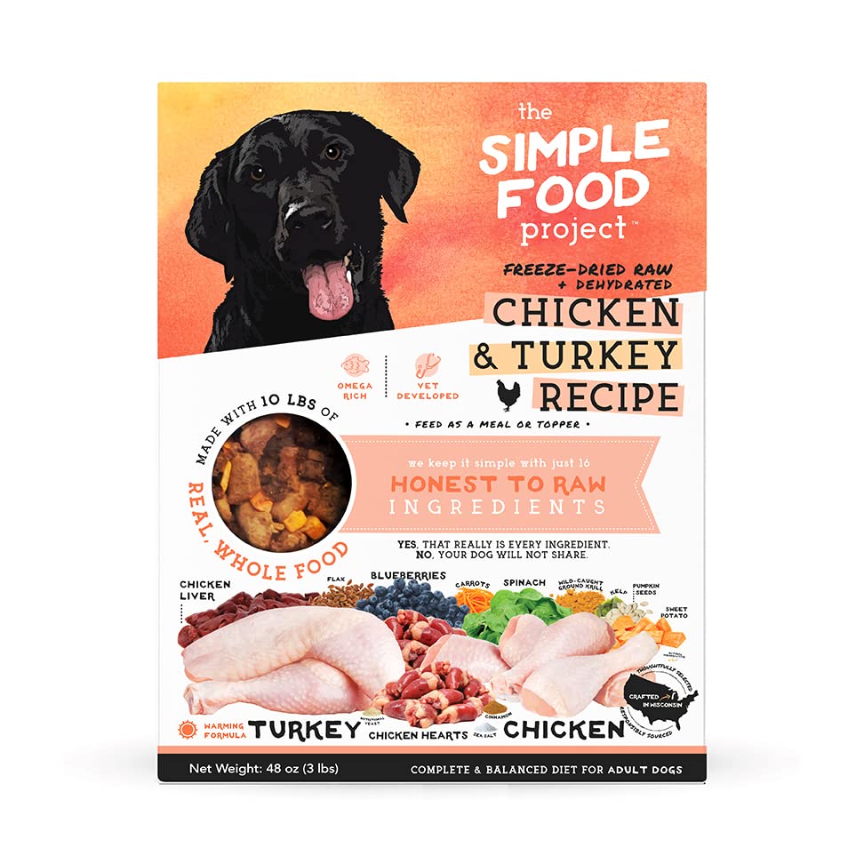 Simple Food Project - Chicken & Turkey - Freeze Dried Raw Food for Dogs - 48oz