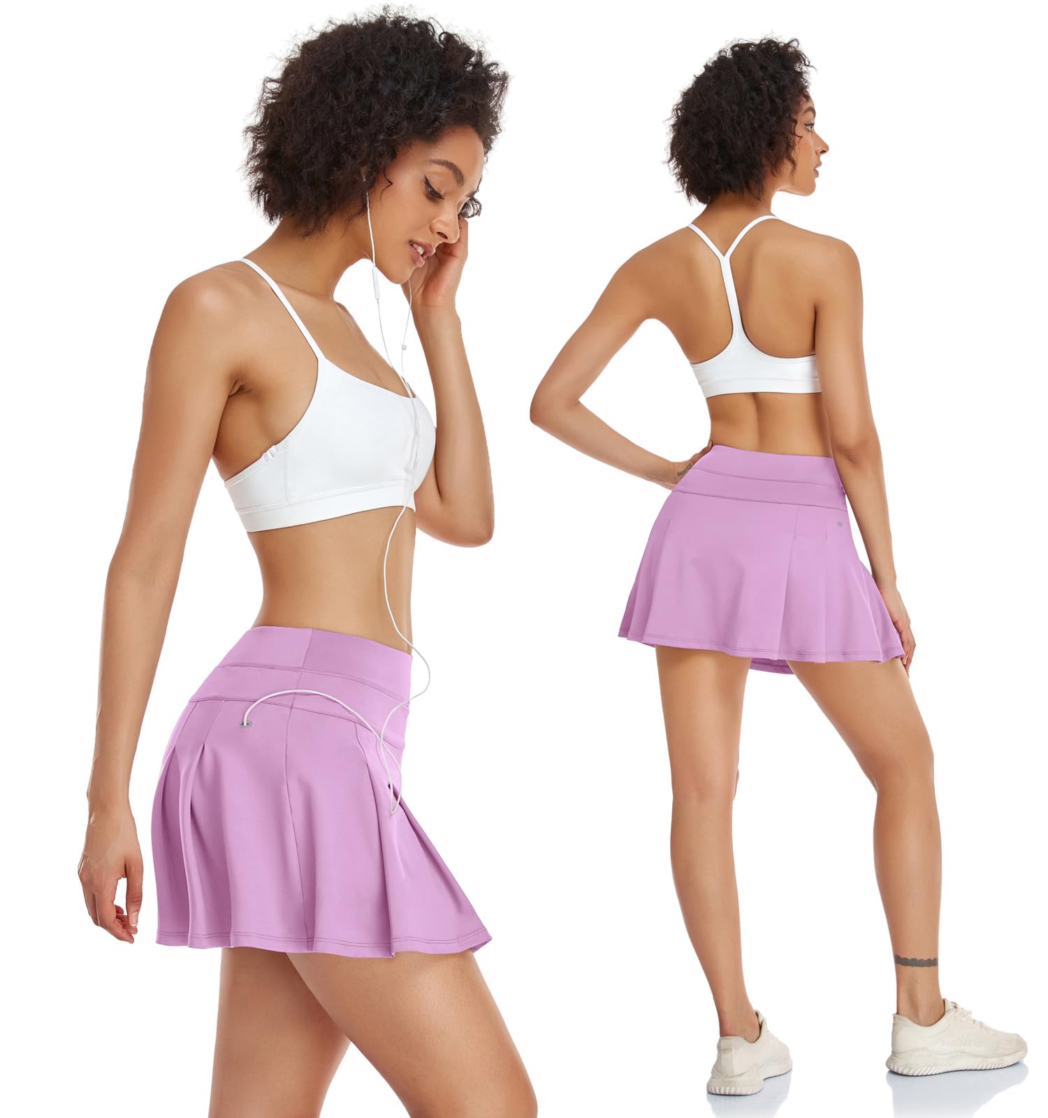 VUTRU Jupes de Tennis Femmes Taille Haute Tennis Skort avec Poches Jupes de Course Sport Jupe de Golf avec Pantalon Intérieur