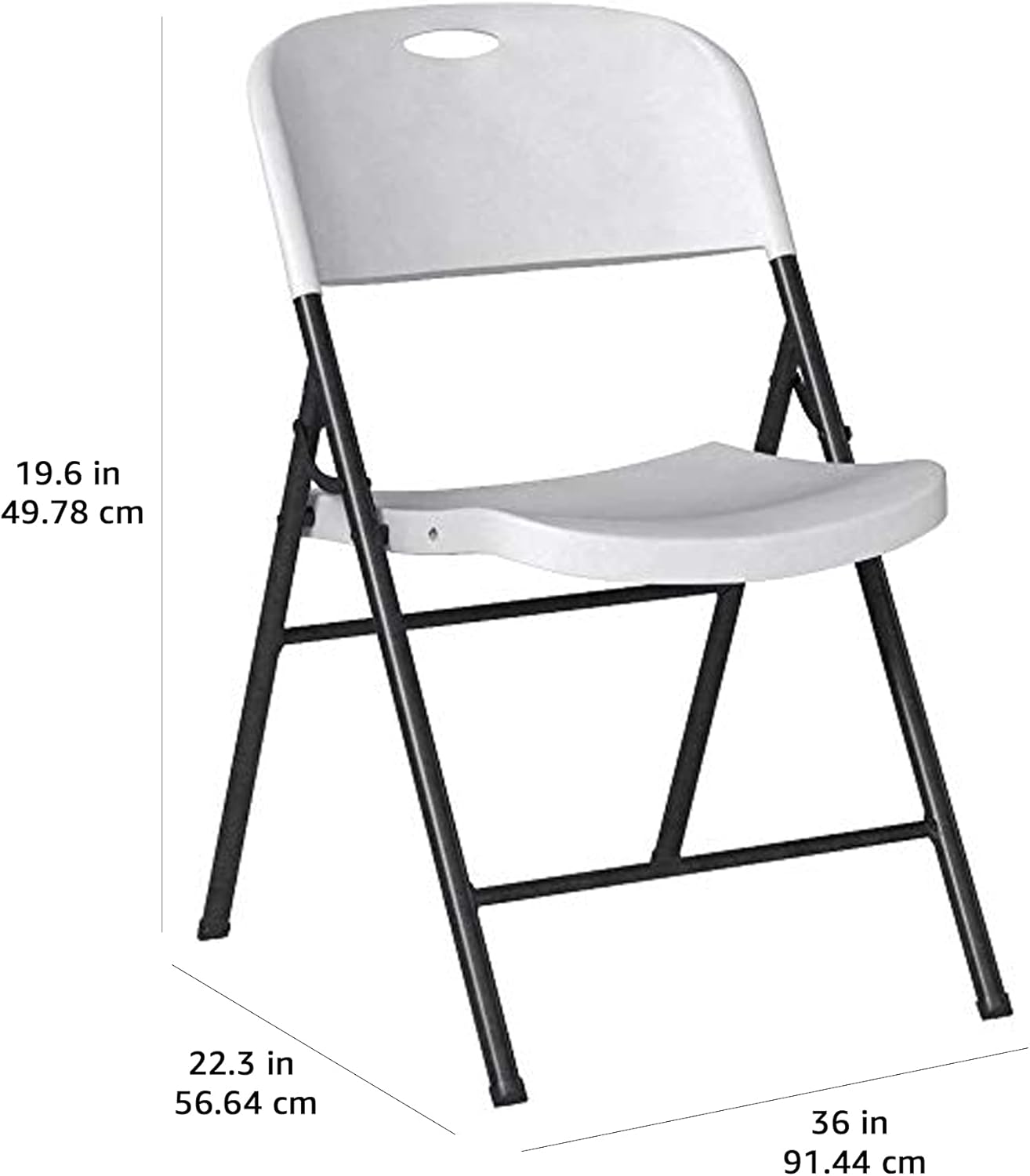  Basics Folding Plastic Chair, 350-Pound Capacity, White, 6-Pack