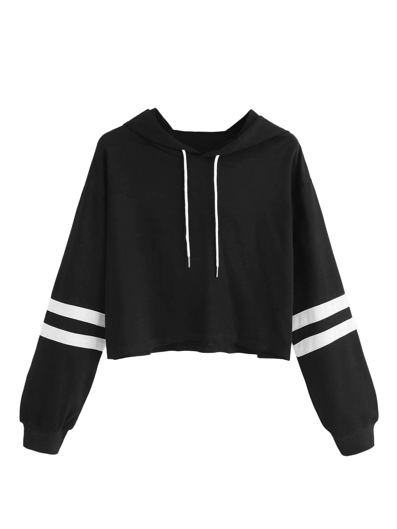 SweatyRocksWomen's Letter Print Color Block Long Sleeve Crop Top Hoodies Pullover Sweatshirt