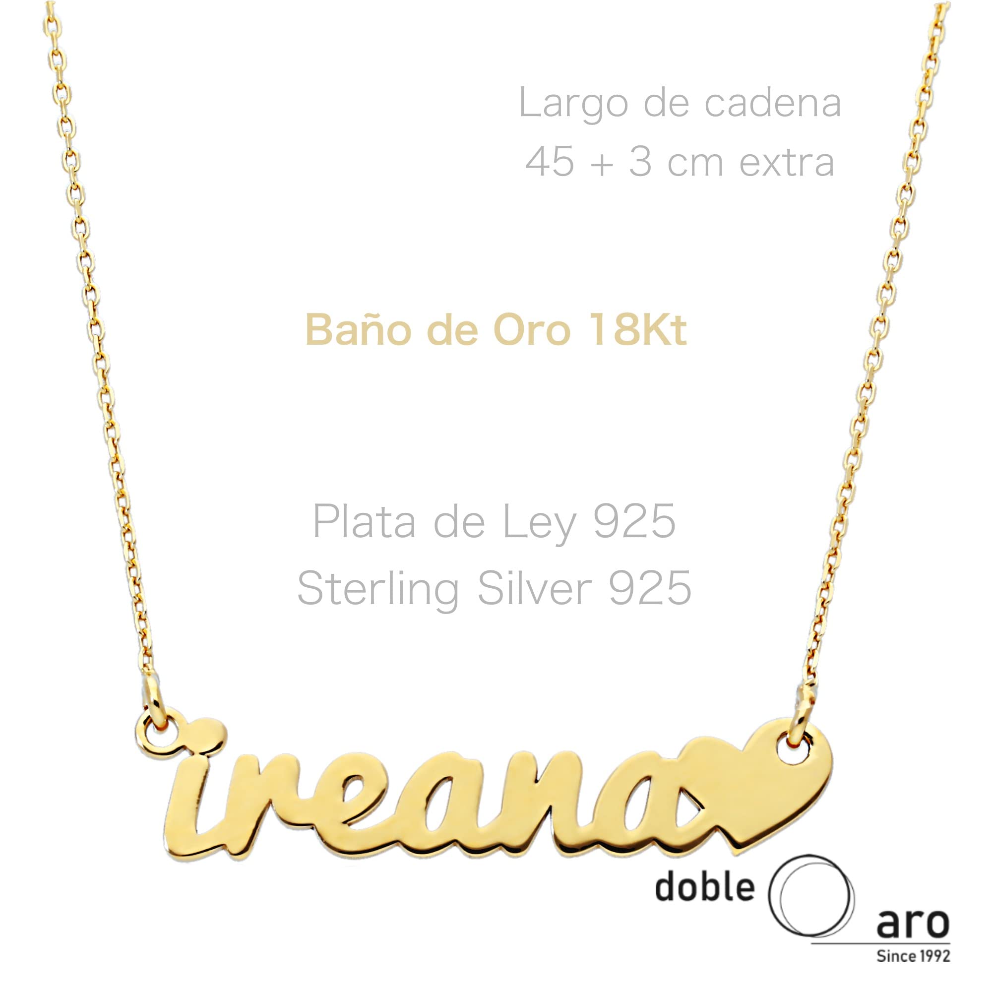 Collar con Nombre Personalizado en Plata de Ley 925 | Joya Artesanal Hecha en España | Regalo para Mamá, Abuelas y Amigas (Love Oro)