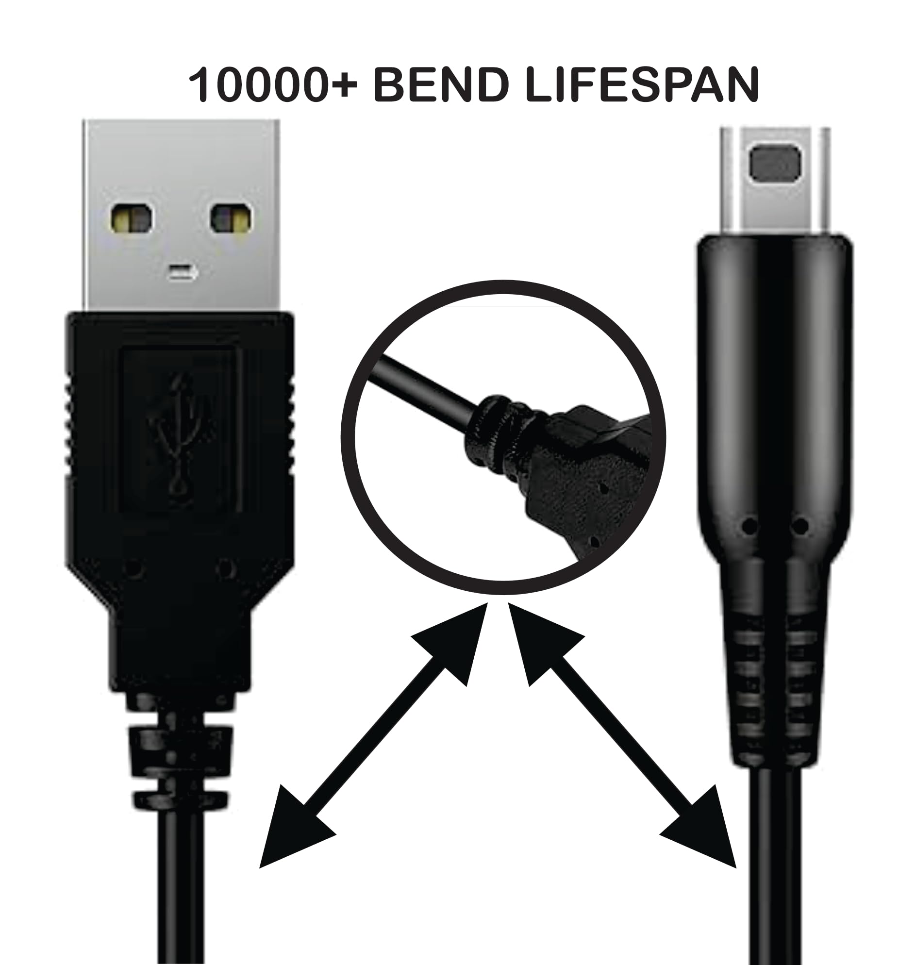 Charging cable for Nintendo 3DS,Cable for 3DS, 3DS XL, 2DS, DS/DSi, New 3DS, New 3DS XL 1.2m USB Cable for Easy Charging at Home or On-the-Go - 2