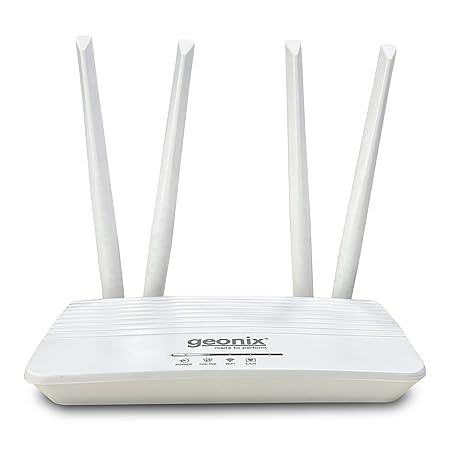 Geonix Wireless Router 4G Mobile Sim Based Router with 4 Antenna, Plug and Play, Wide Coverage Range, Wi Fi Range Upto 150 Meteres, Hassle Free Installation with Ethernet Port (White)