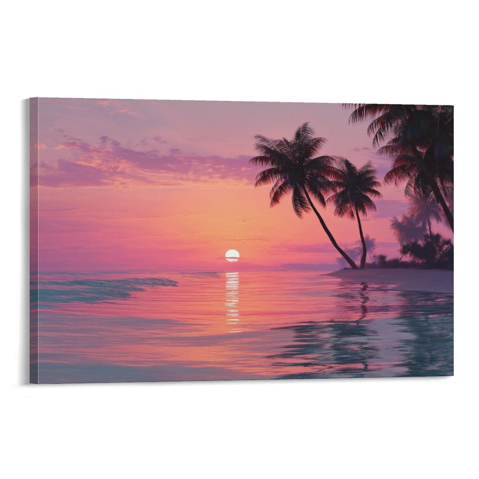 Nqhxlrudc Frame-Style-12 Beach Sunset Canvas Wall Art Picture Print Cultural Landscape Eclectic Wall Decor Cultural Landscape Artwork Natural Home, Hotel, Exhibition Hall, Public Area 16X24inch(40X60cm)