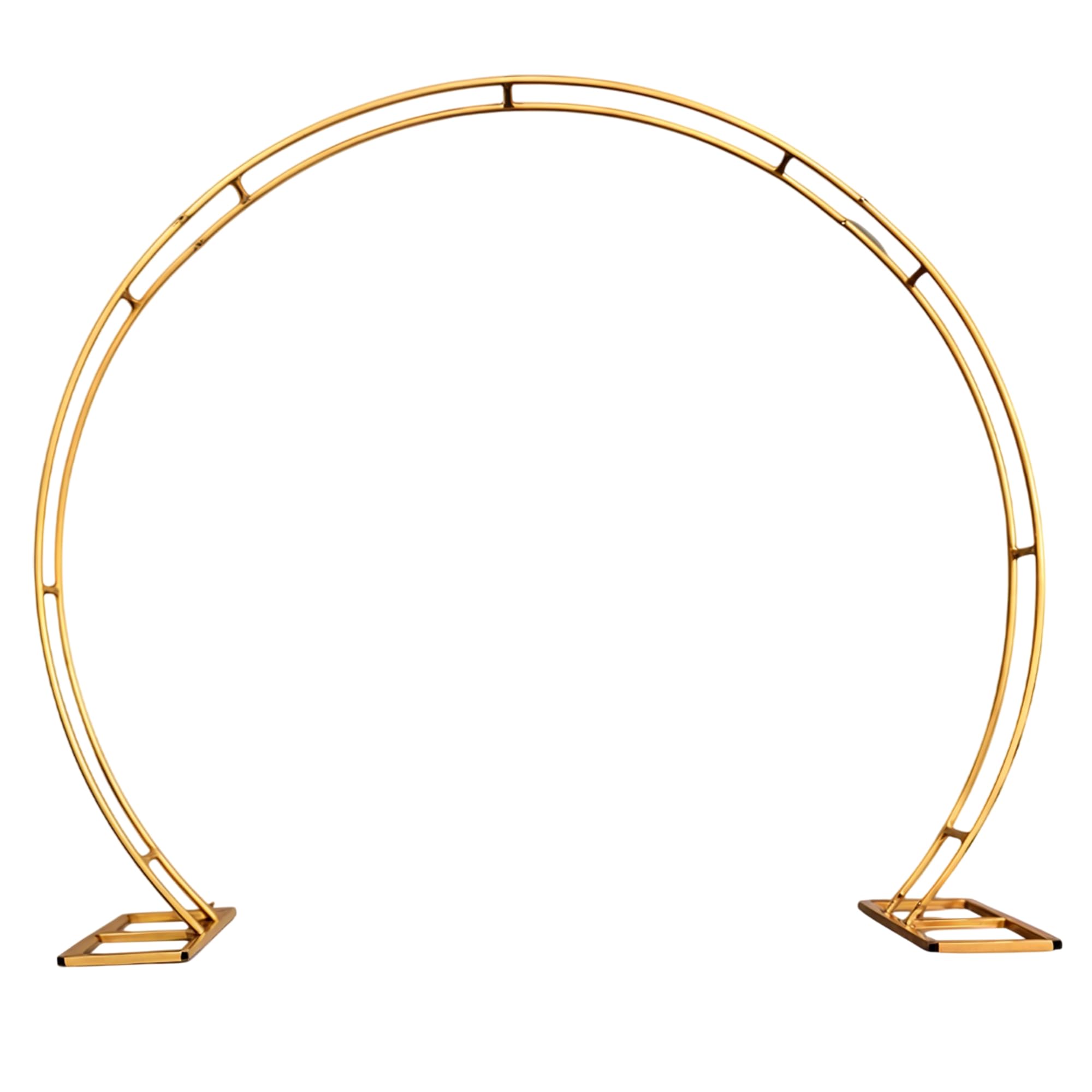 Trimming Shop Gold Dual Circle Arch Stand 2.6m x 2.2m Party Background Decoration Gold Metal Arch Frame Round Garden Arbors for Wedding Reception Valentines Baby Shower Engagement Birthday Decor