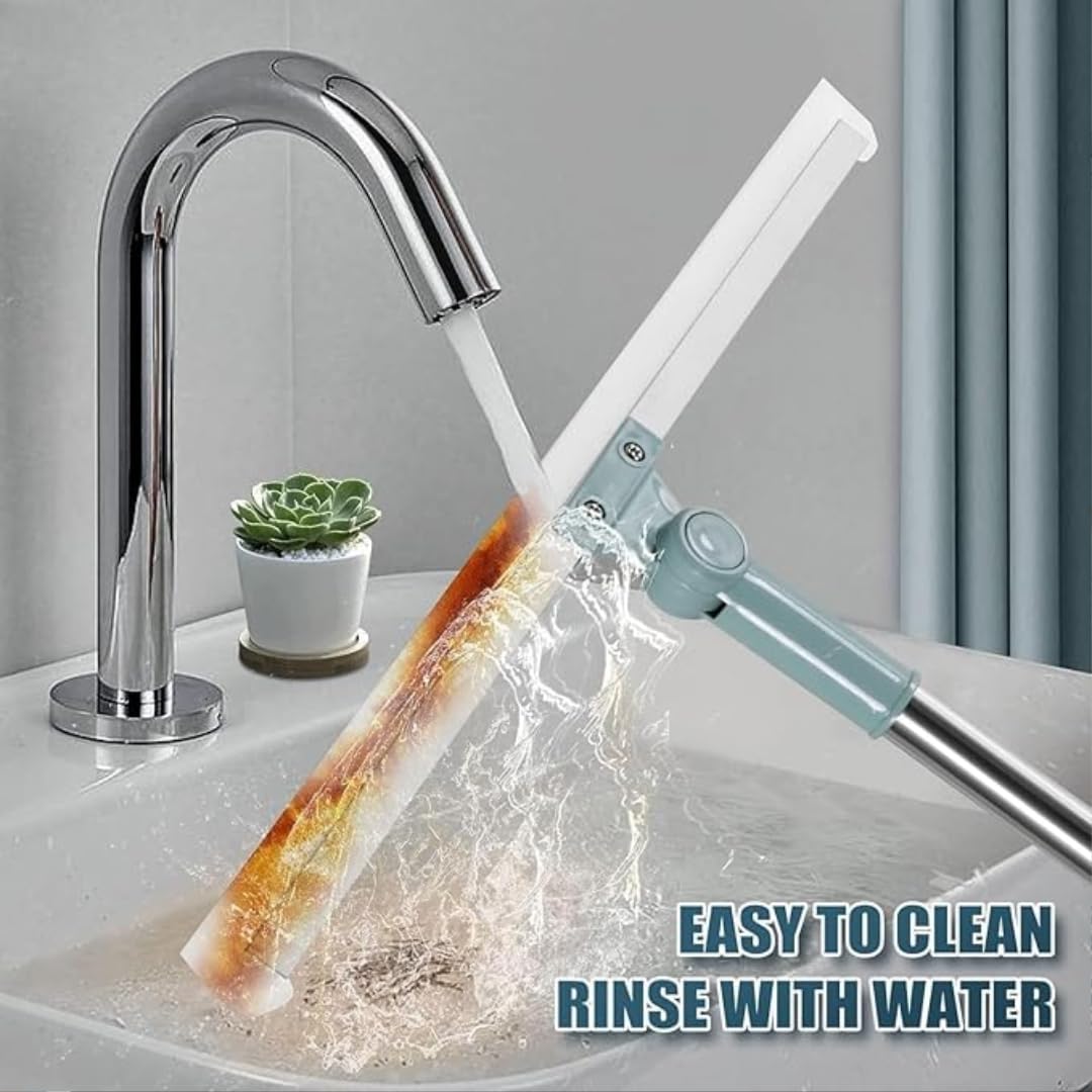 Feelon Wipers for Bathroom Floor, Heavy Duty Wiper Mop for Cleaning, 180° Rotating Squeegee Silicone Magic Broom with Extendable Handle, Multipurpose Wiper for Floor, Tiles, Marble and Kitchen 3