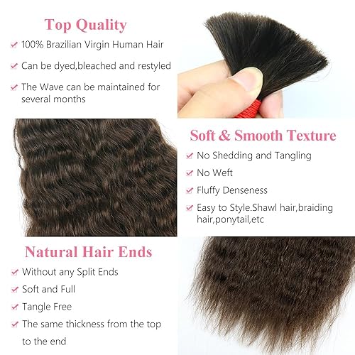 Miniatura 3 de Extensiones de cabello humano virgen brasileño súper francés para trenzar, sin trama, 3.53 oz (paquete de 2 paquetes), 100% sin procesar,