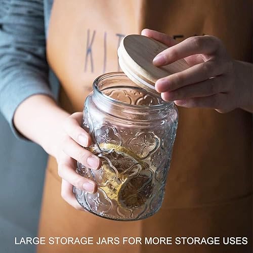 Miniatura 6 de BEWAVE Tarro de vidrio vintage, paquete de 2, recipientes de almacenamiento de alimentos de 24 onzas, tarros transparentes con tapa hermética para