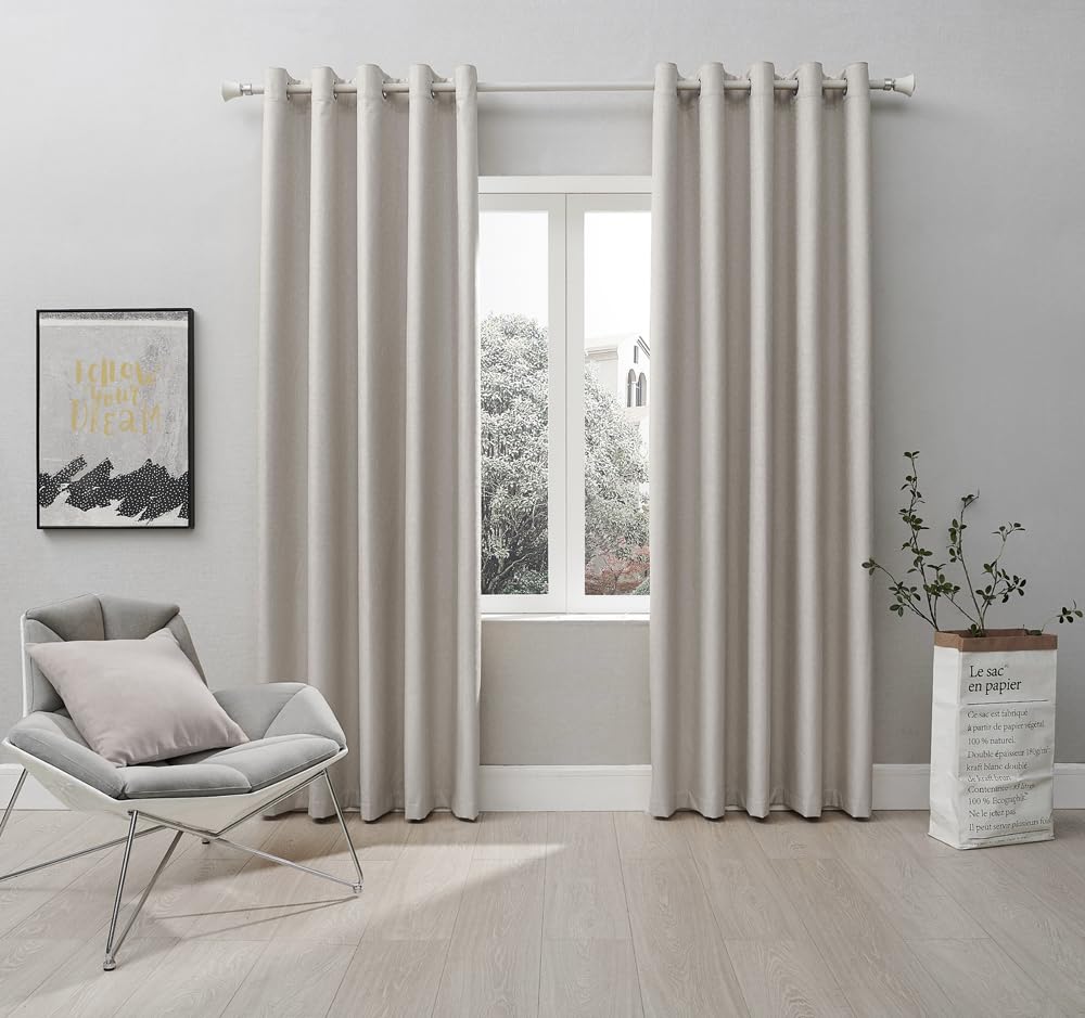 Coastline Stone Textured Veiny Woven Thermal Blackout Eyelet Curtains 66X72