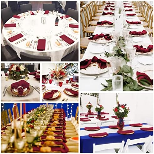 24 Pack Dinner Napkins,Polyester Cloth Napkins 18X18 Inch Soft and Comfortable with Hemmed Edges Washable Burgundy Table Dinner Napkins for Events Dinners Weddings Bar Parties (Burgundy)