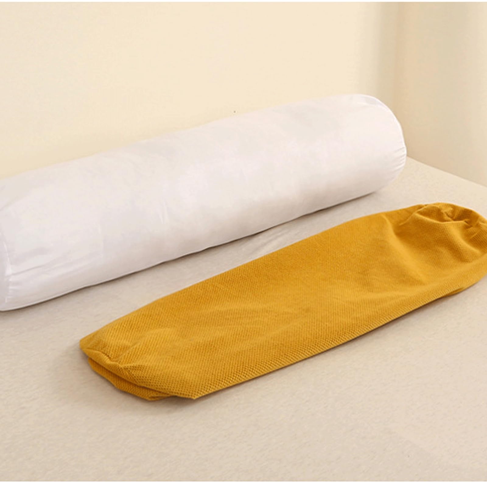 Coussin cervical en rouleau cylindrique avec fermeture éclair pour canapé, chambre à coucher, salon, couleur unie (marron, 20 x 100 cm)