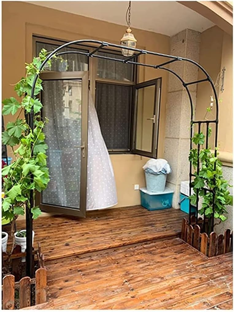 Metall Pavillon mit Kletterrosen & Pflanzen für Hochzeit Deko Outdoor Laube (Abmessungen:L200xH240cm) Elegante Gartenstruktur für Events
