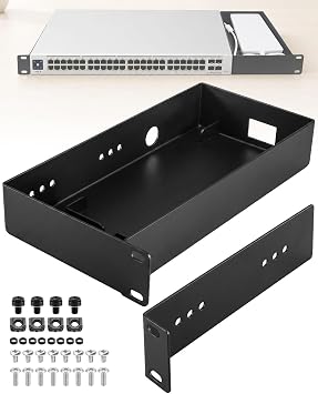 19 Inch 1U Rack Mount Fit for UniFi Switch Pro Max 16 PoE, Metal Shelf Tray